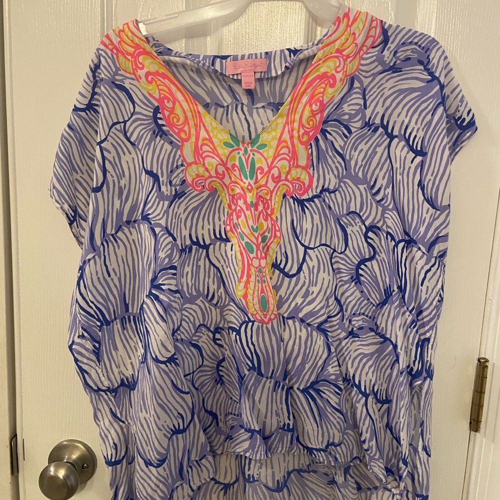 Lilly Pulitzer Blue and Pink Patterned Blouse